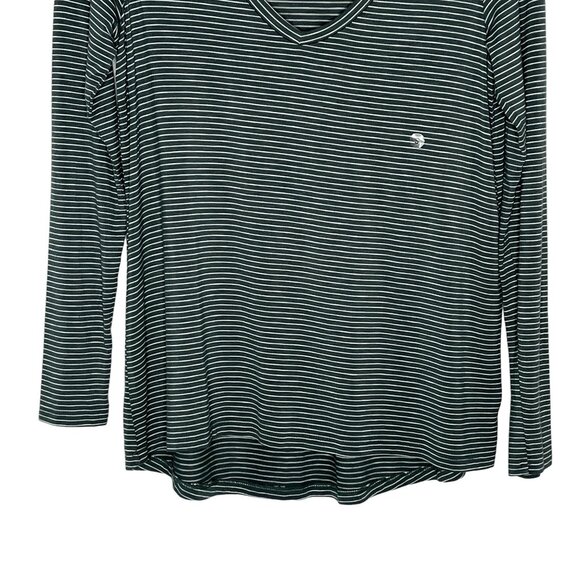 American Eagle Top Womens Small T Shirt Soft Sexy Slub Green Striped Casual Tee - Picture 3 of 11
